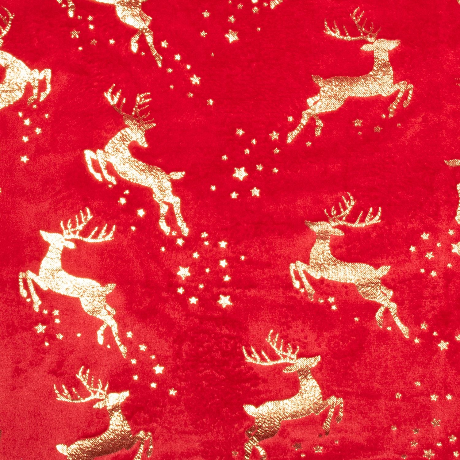 VESTIAMO CASA GRAN NATALE - Plaid Coperta Natalizia Rosso e Oro 125x150 cm